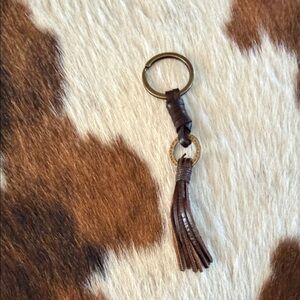 Brown Leather Tassel Keychain